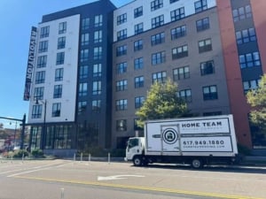 our trucks during a luxury apartment move